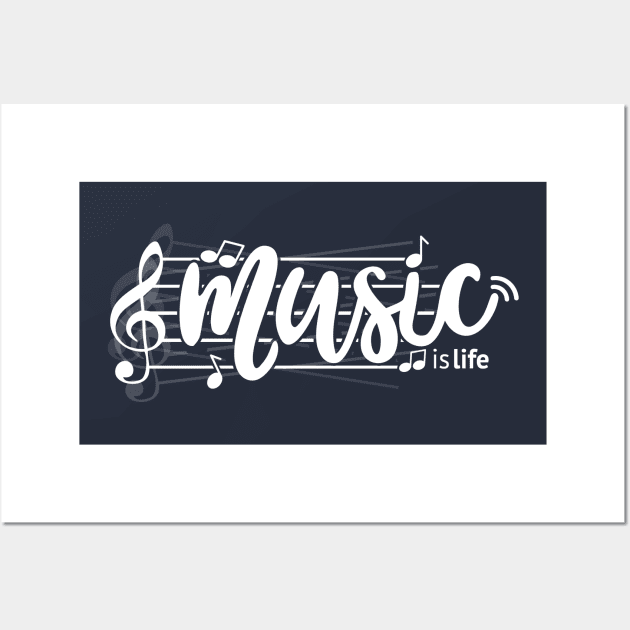 Music is life (white) Wall Art by Spaksu